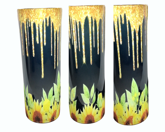 #143 Sunflower (wax drip) Tumbler