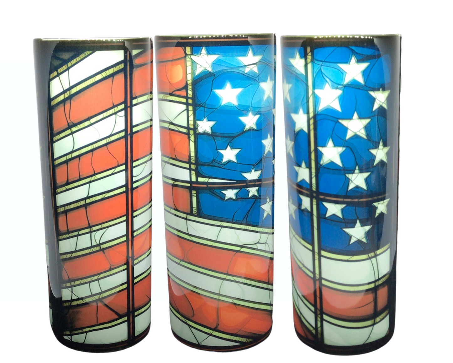 #206 Stained Glass Flag Tumbler