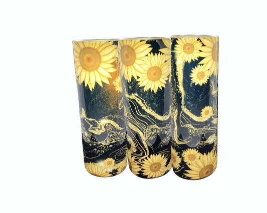 #107 Black and yellow Sunflower Tumbler